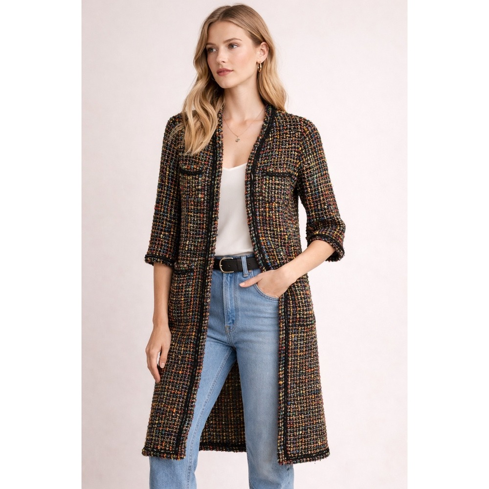 Anthropologie Tweed‎ Boucle Jacket XS Multicolor Art Teacher Parisian Chic Boho